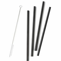 Rocks stålsugrör, 21,5 cm, 4-pack, svart