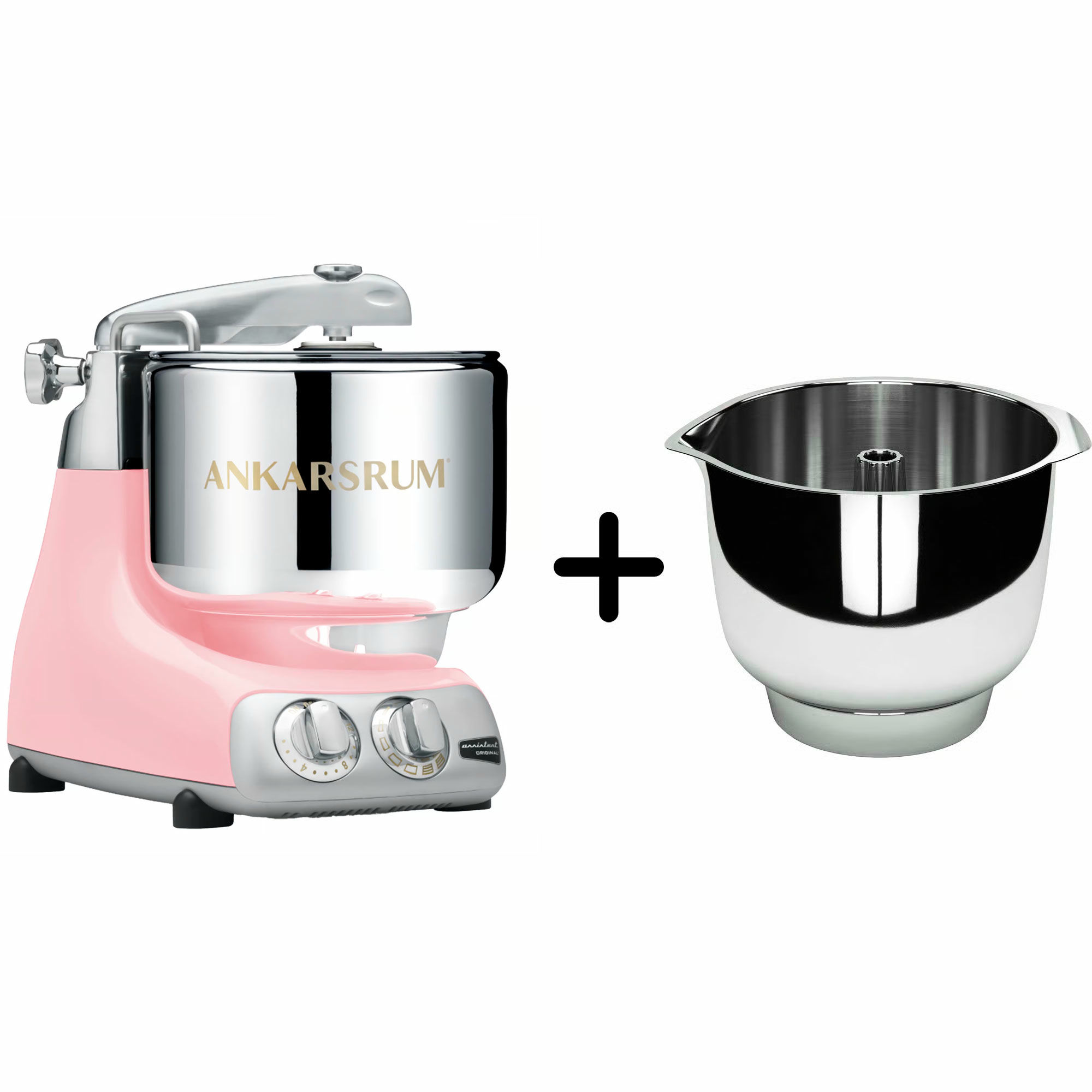 Ankarsrum Assistent Original AKM6230 Cloudy Pink + Vispebolle i rustfritt stål