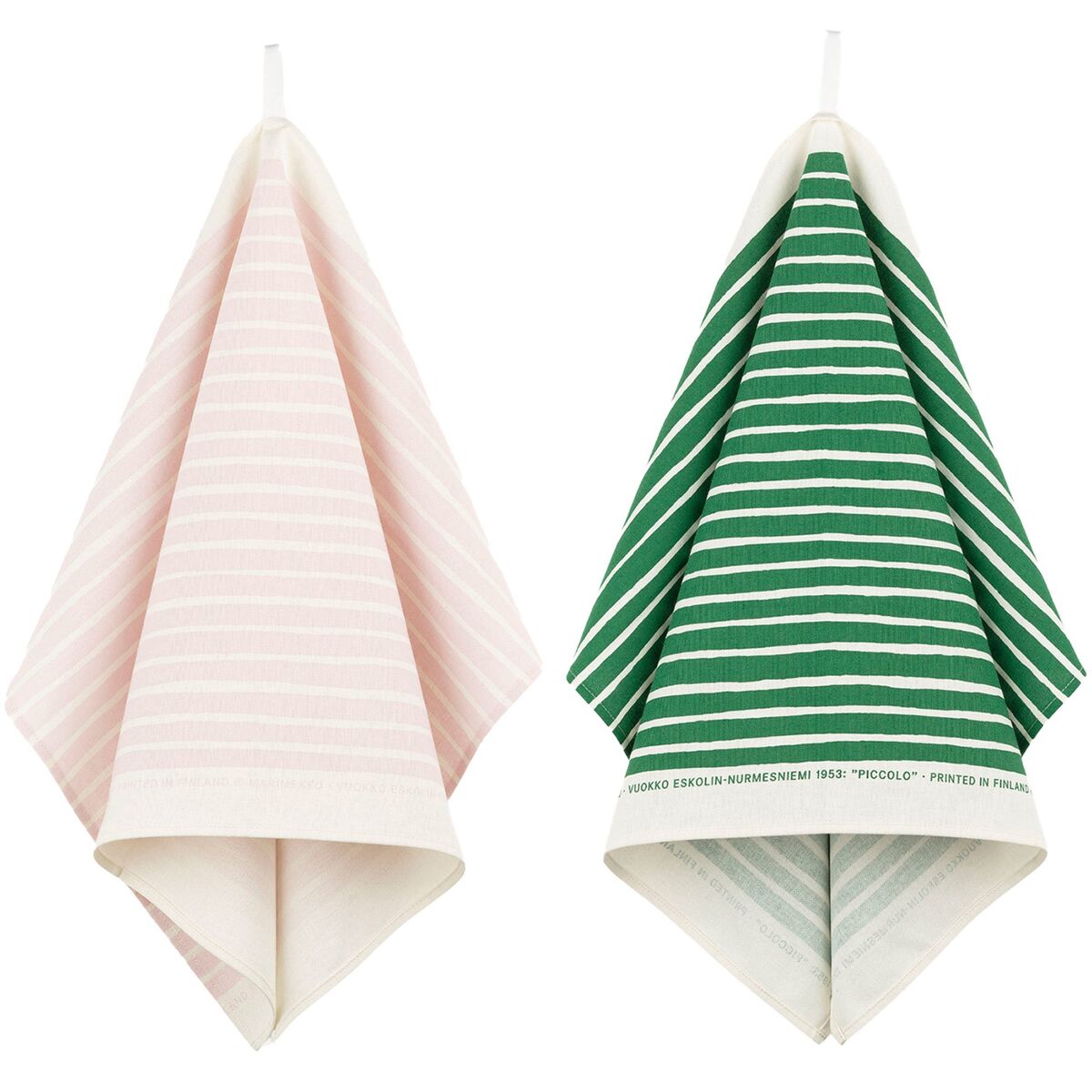 Piccolo kökshandduk 2-pack, vit/grön/rosa