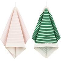 Piccolo kökshandduk 2-pack, vit/grön/rosa