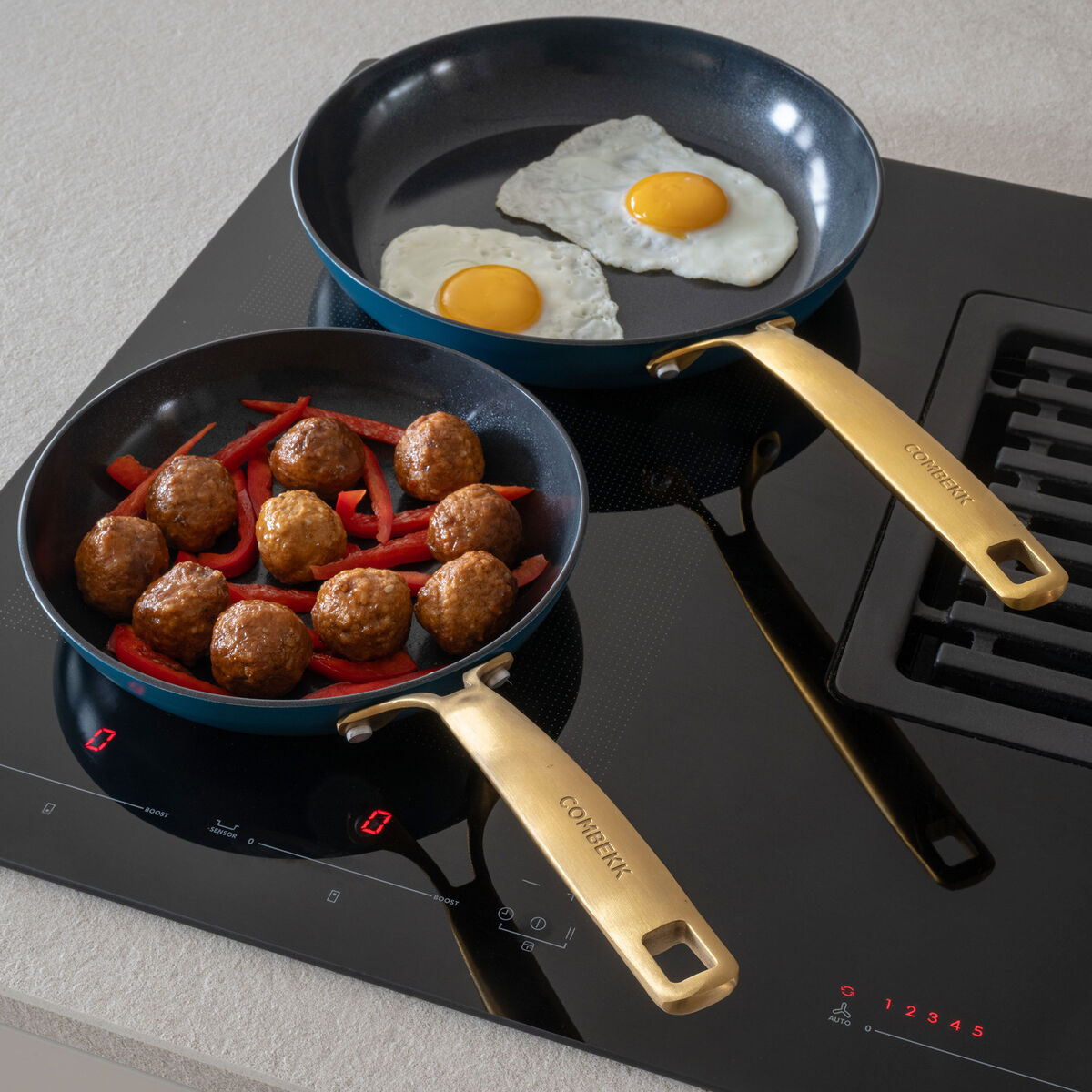 Combekk Stekepanne- og kasserollesett 4 deler, blå