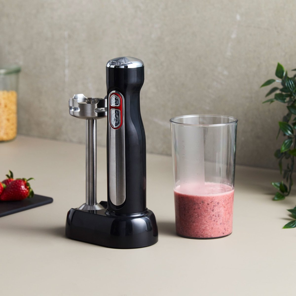 SBT100 Ledningsfri stavblender med beholder, sort/rustfrit stål