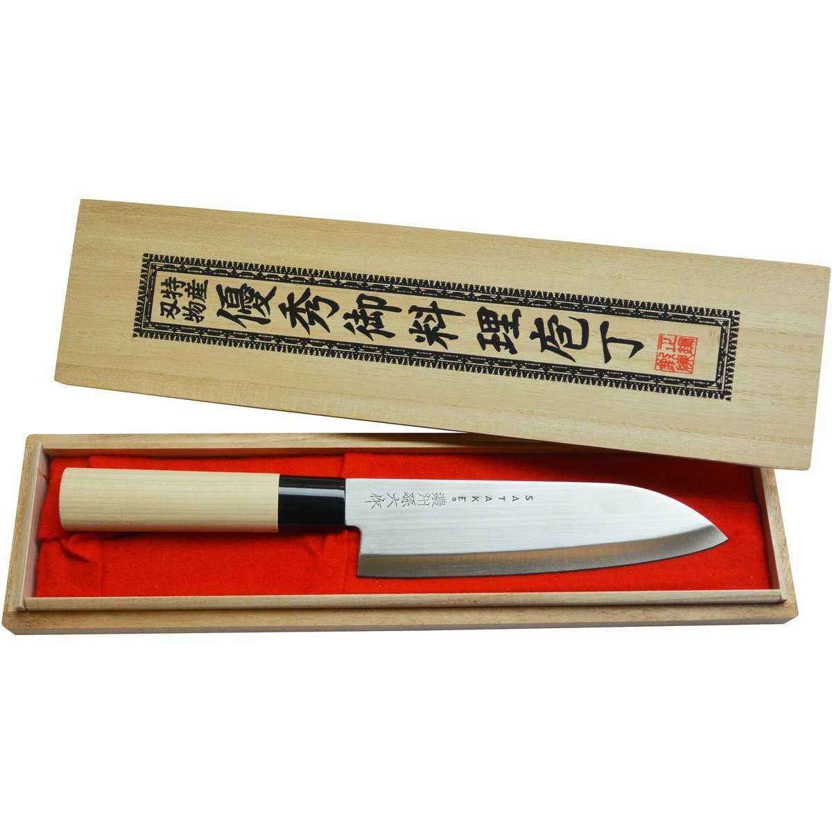 Santoku-veitsi balsalaatikossa