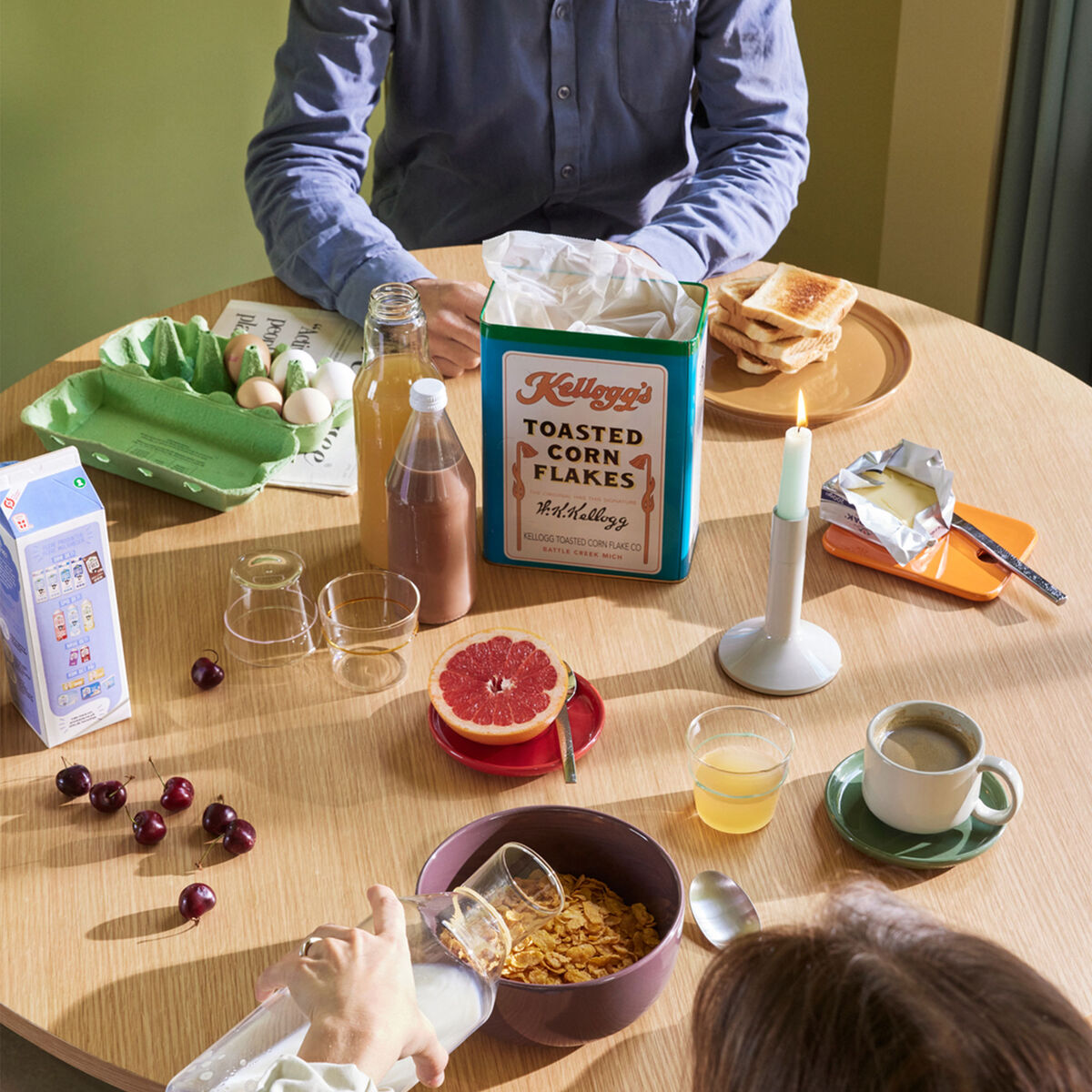 Hübsch Amare Smørplatter, lyseblå/orange