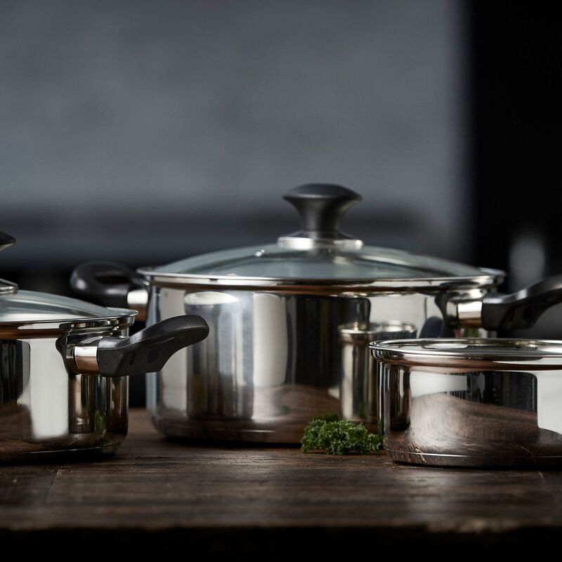 Grydesæt 6 dele, rustfrit stål