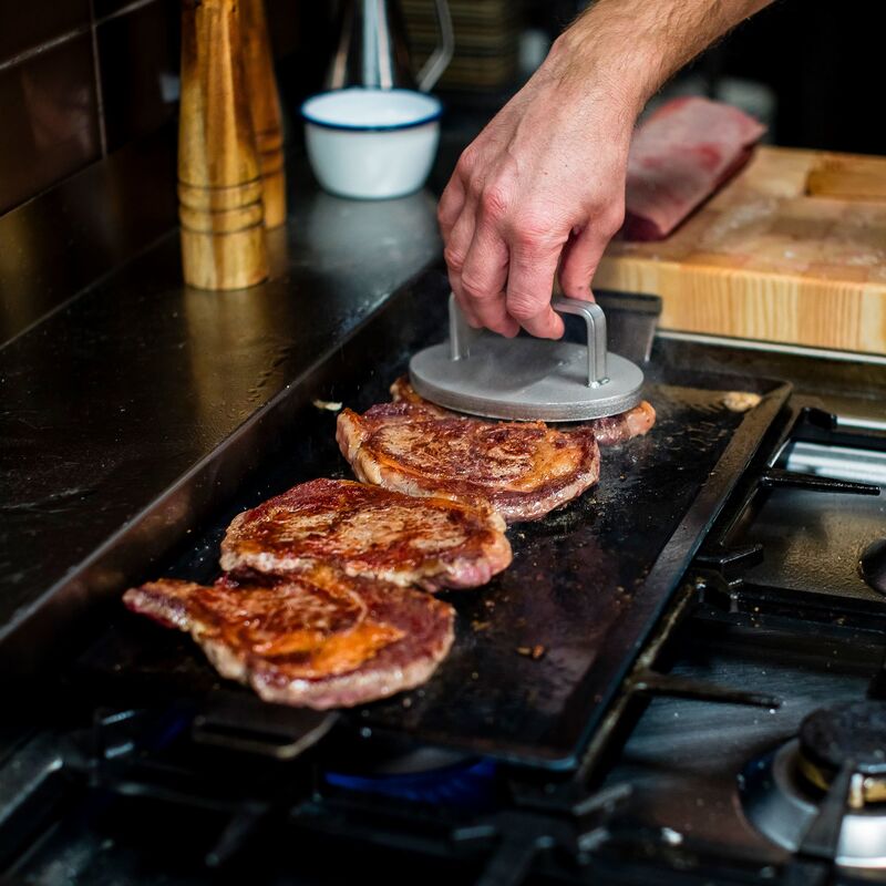 Grillpresse, rustfritt stål