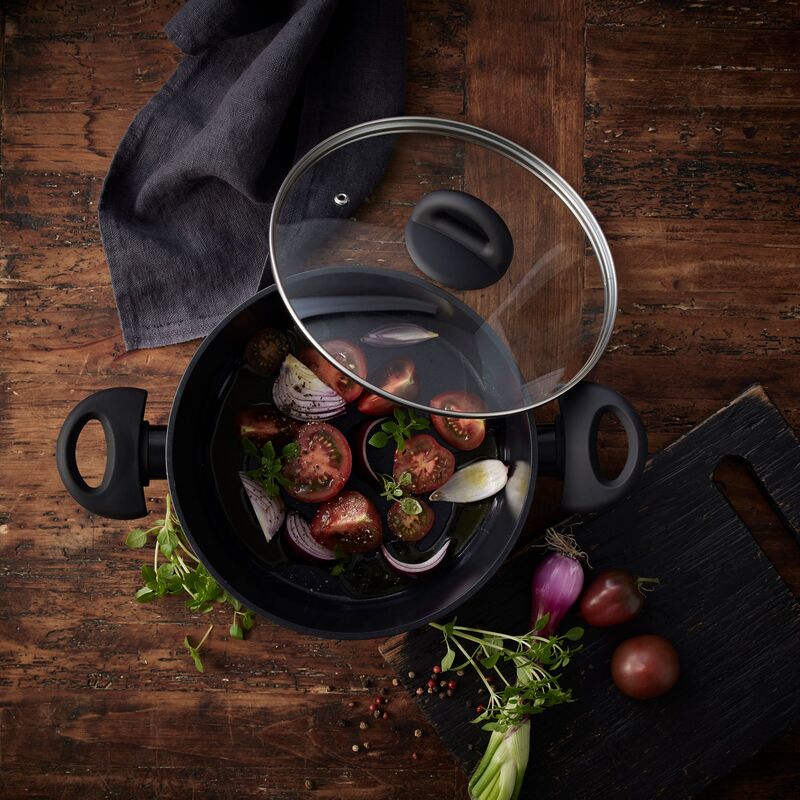 Ceramica gryde med glaslåg 2,5 liter, sort