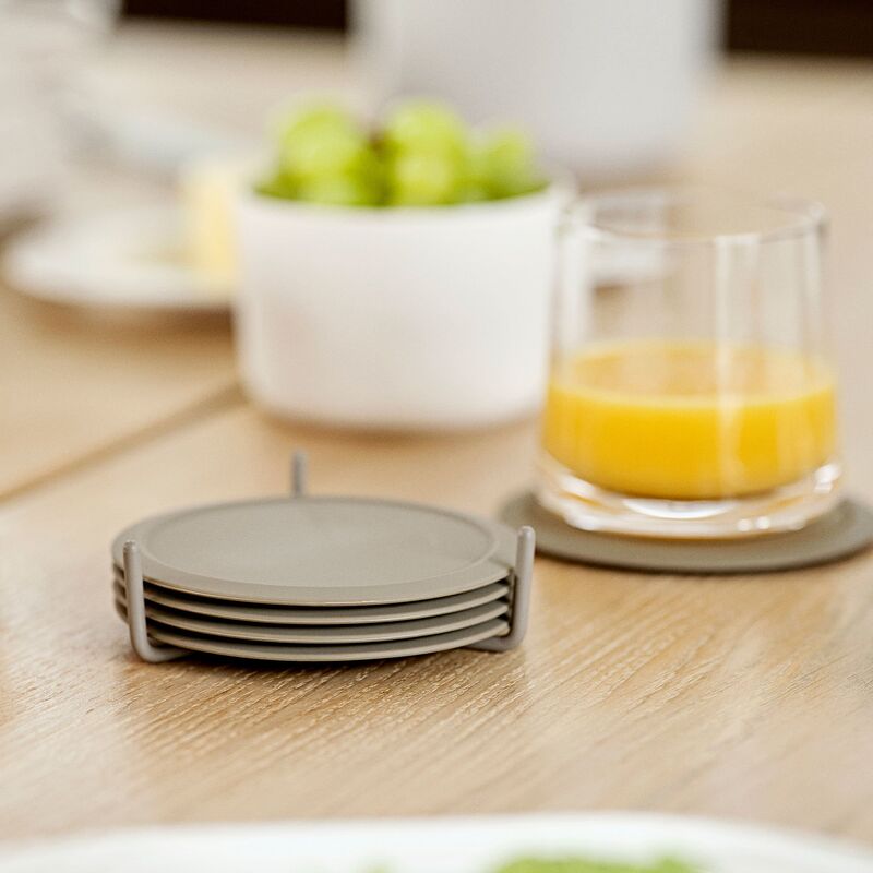 Glassbrikker 6 stk med holder, taupe