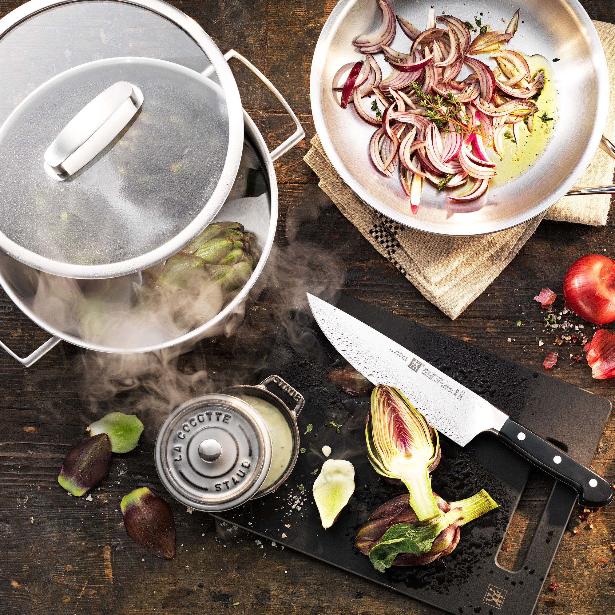 Vitality gryde- og kasserollesæt 5 dele + 4 låg, rustfrit stål