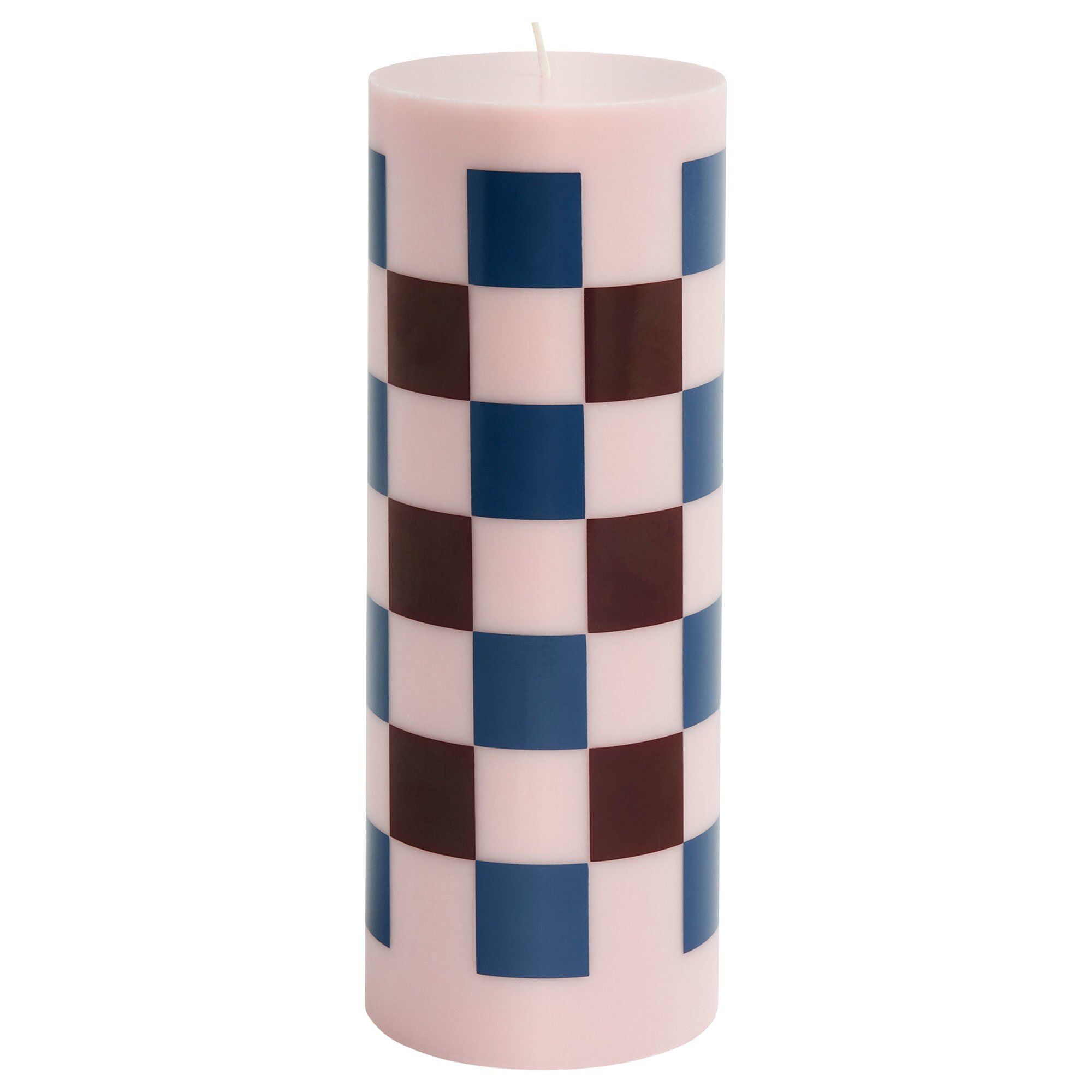 Produktfoto för HAY - Column Candle - Blockljus - Light Pink | Bordeaux | Dark Blue - Check - H25 x D9 x W9 cm