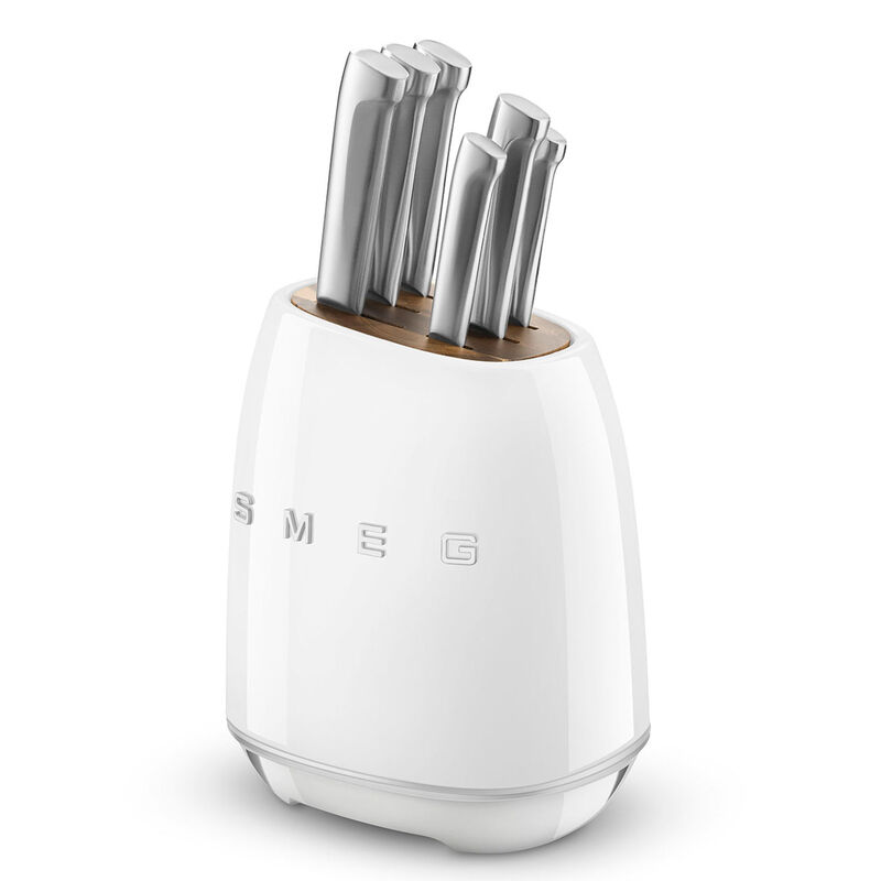 Knivblok med 6 knive, hvid