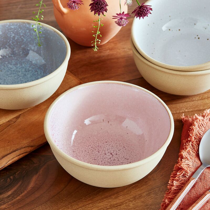 Minerals skål Ø15 cm, rose quartz, 4 stk.