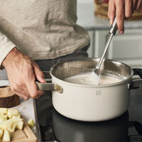 Pure grytset 3 dele + 2 låg, rustfrit stål, hvid/creme