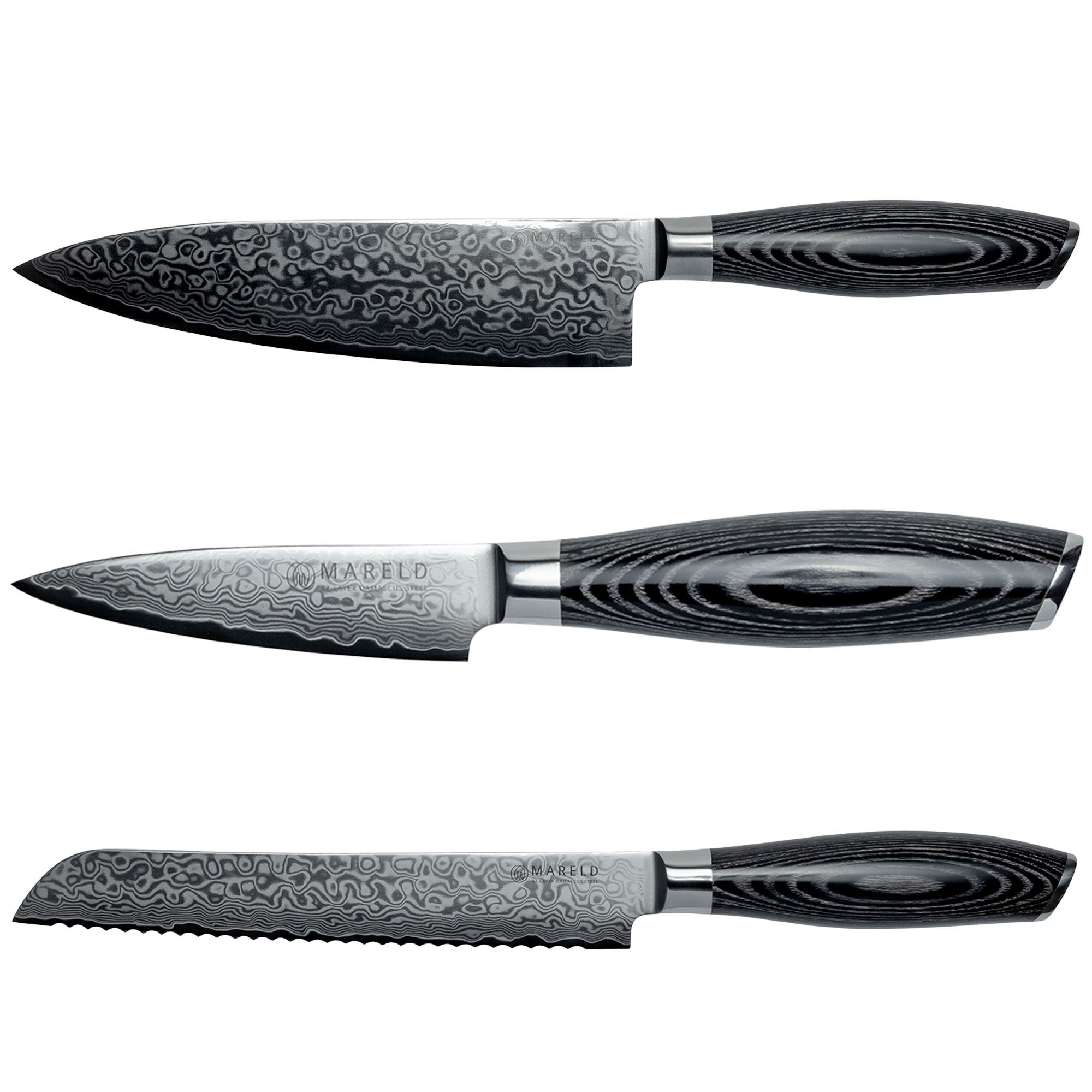 Mareld Akio Knivsæt m. brødkniv, sort