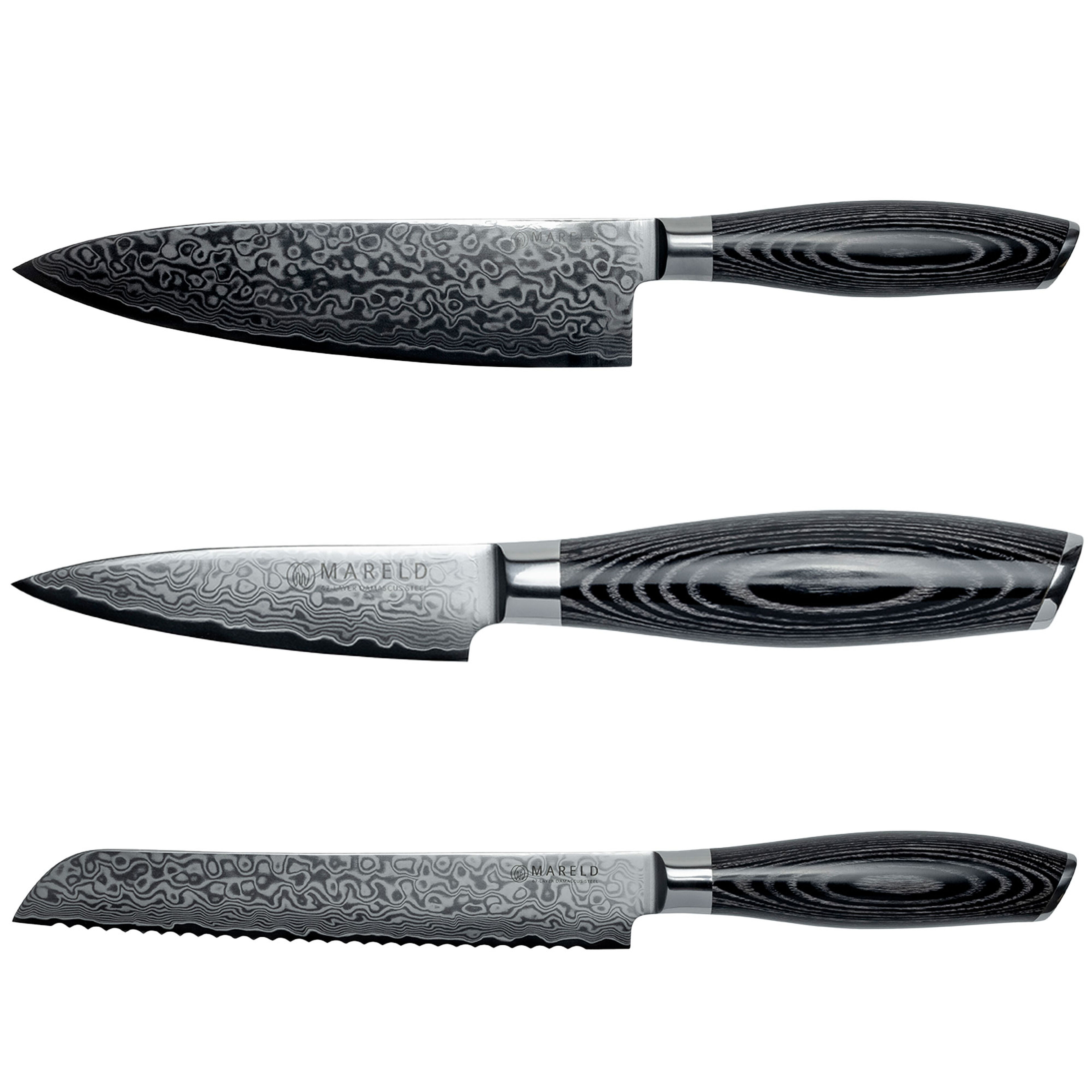 Mareld Akio Knivsett med brødkniv, svart