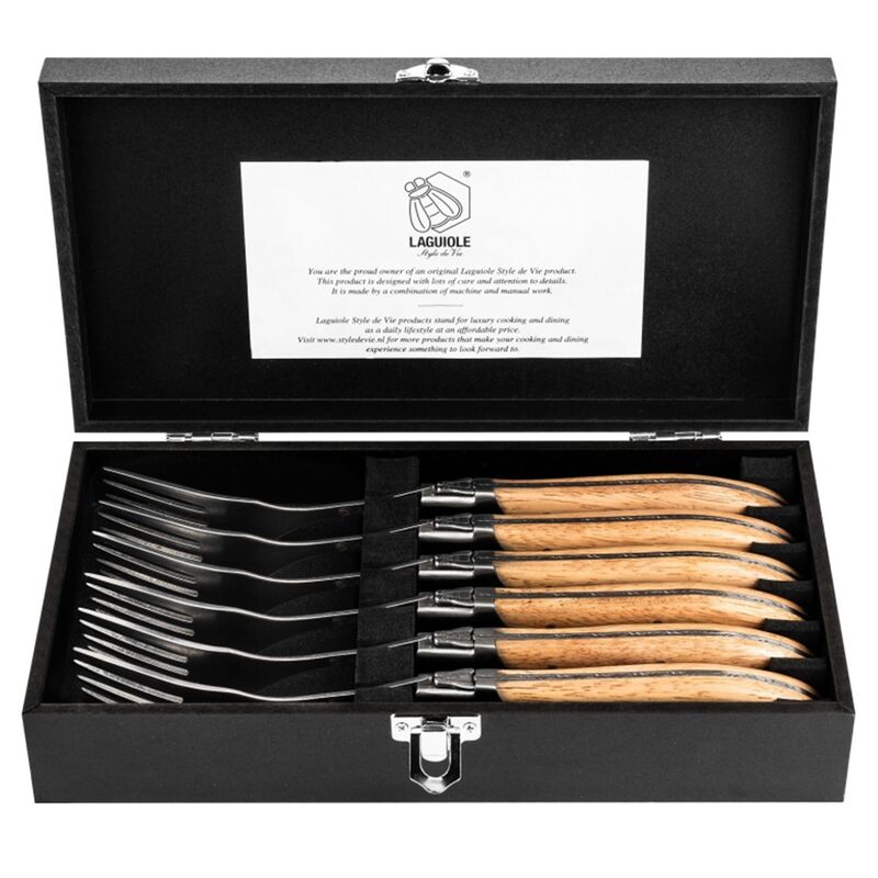 Laguiole Gafler 6-pak, egetræ