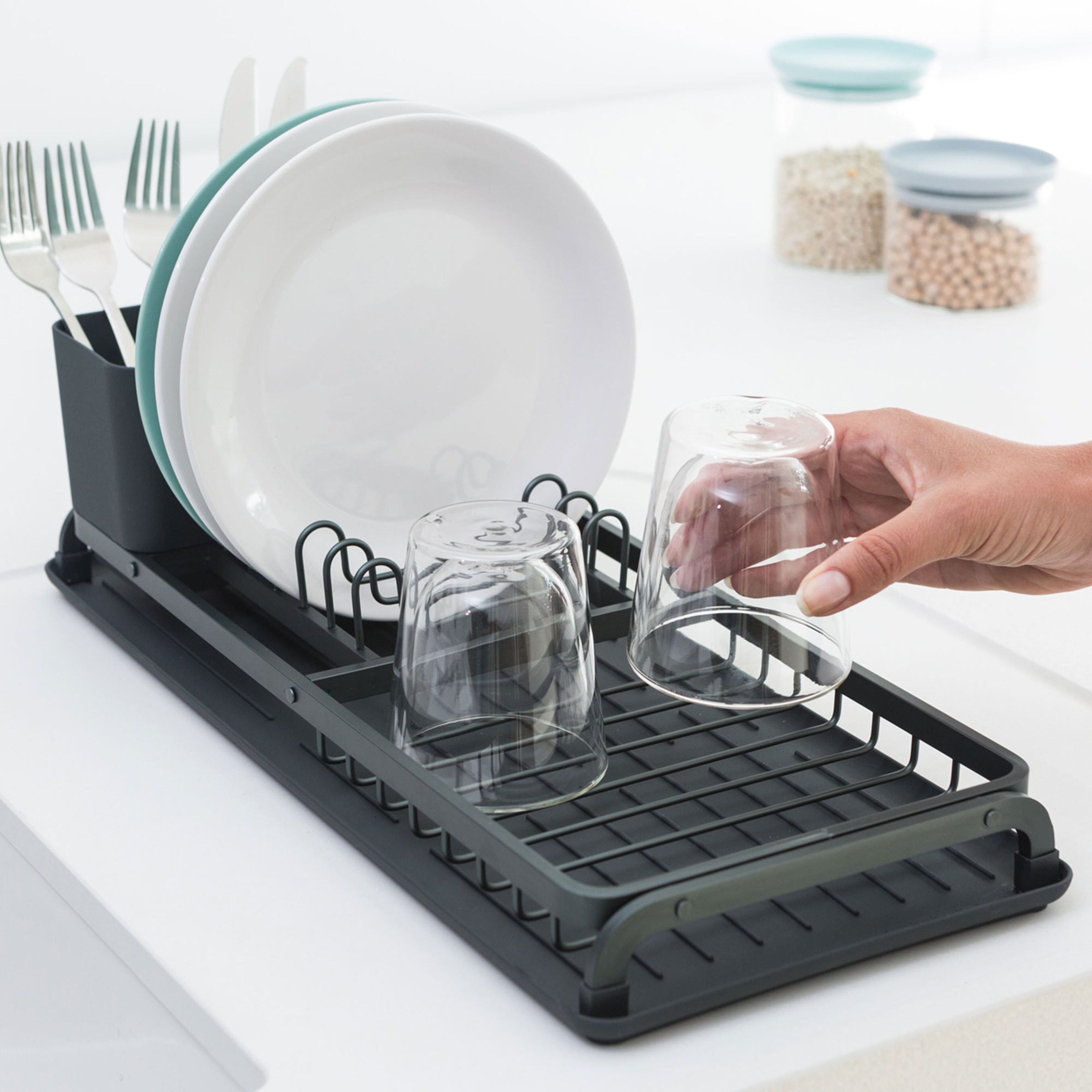 SinkSide kompakt oppvaskstativ, svart