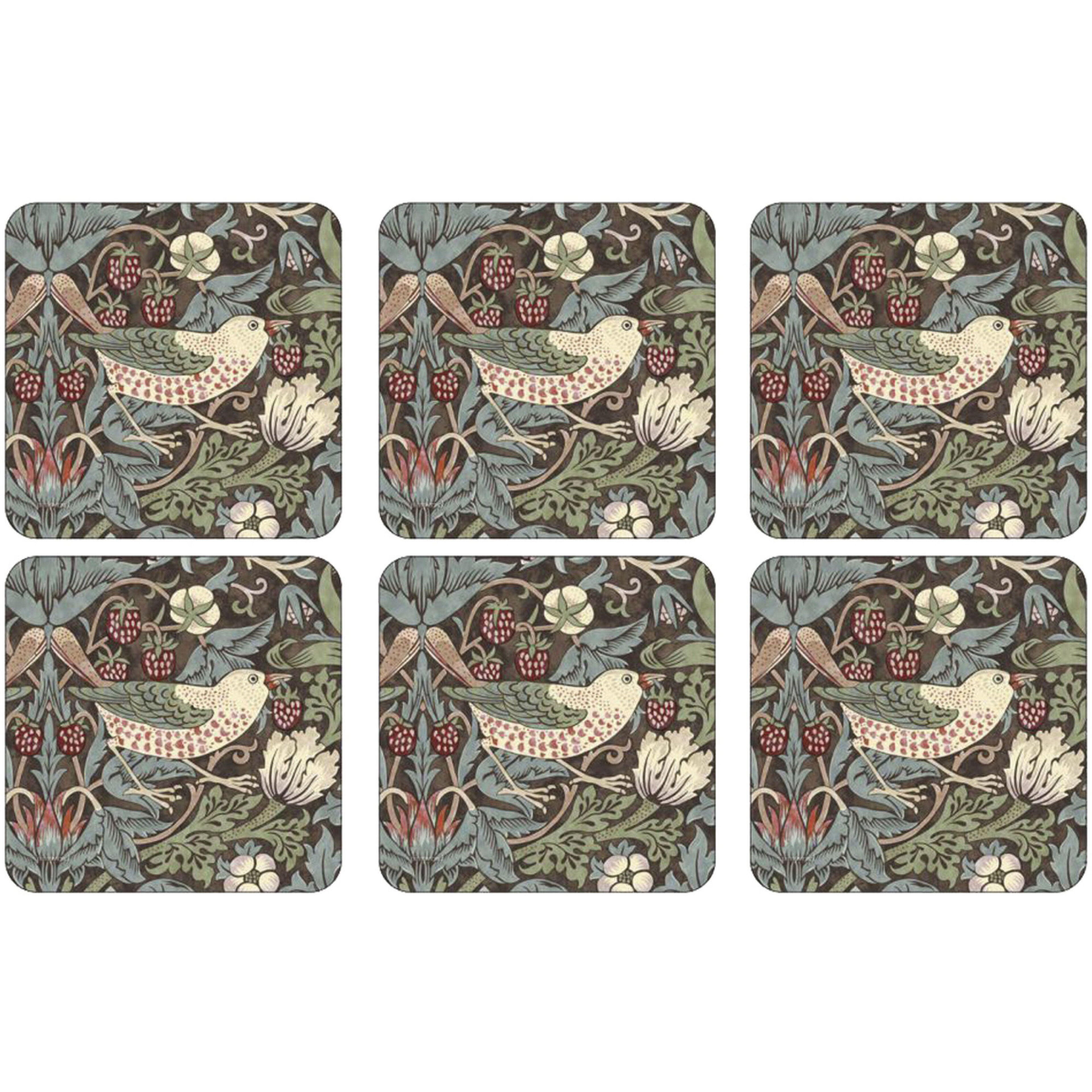 Strawberry Thief Brun Glasunderlägg 6-pack