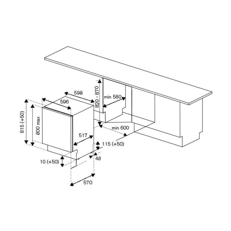 DW6083PRTS integreret opvaskemaskine 60 cm, automatisk åbning