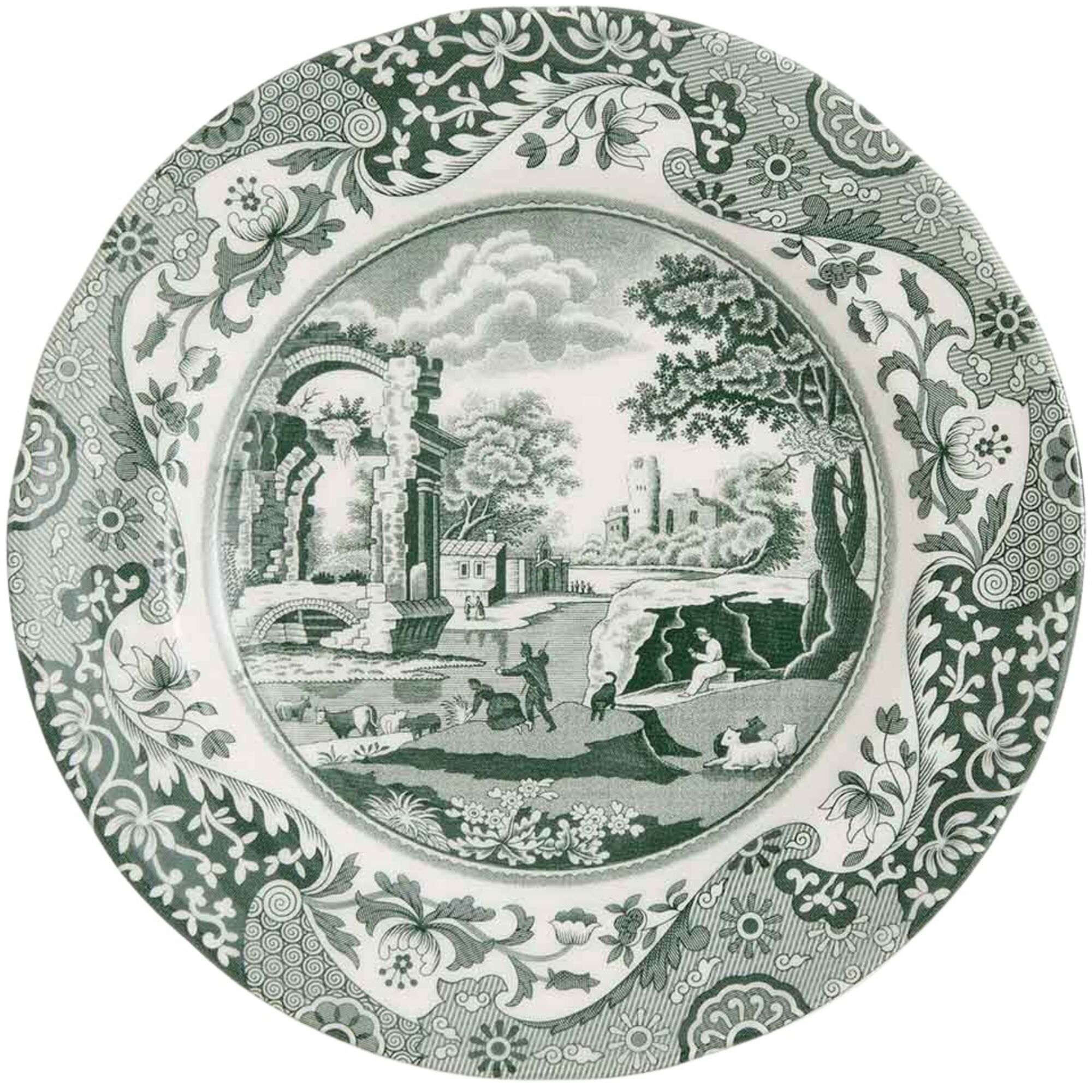 Spode Heritage Green Italian tallerken 20 cm, grøn/hvid