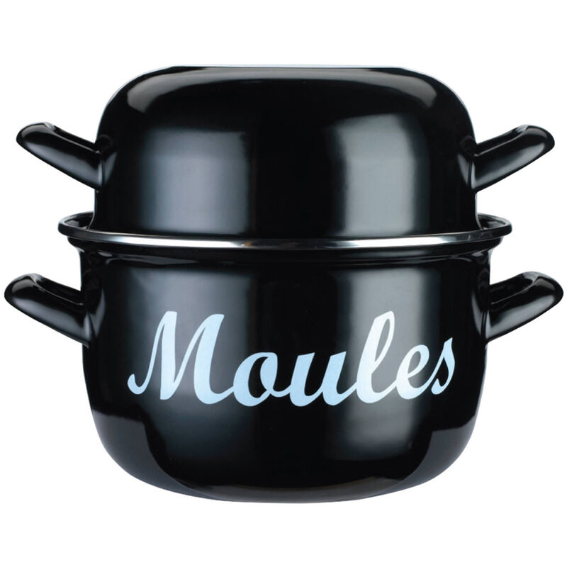 Musselgryta Svart Emalj Stor