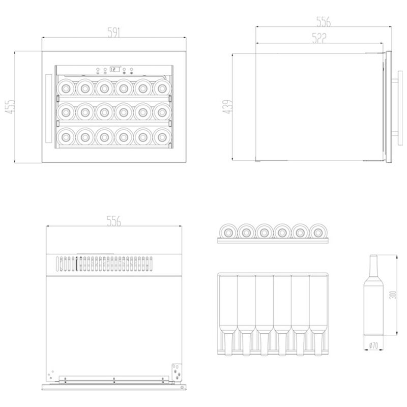 Scandinavian Collection Integrert Vinkjøleskap,18 flasker 
