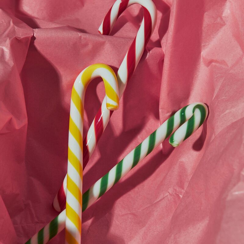 Polka glasdekoration, 17 cm, hvid/gul