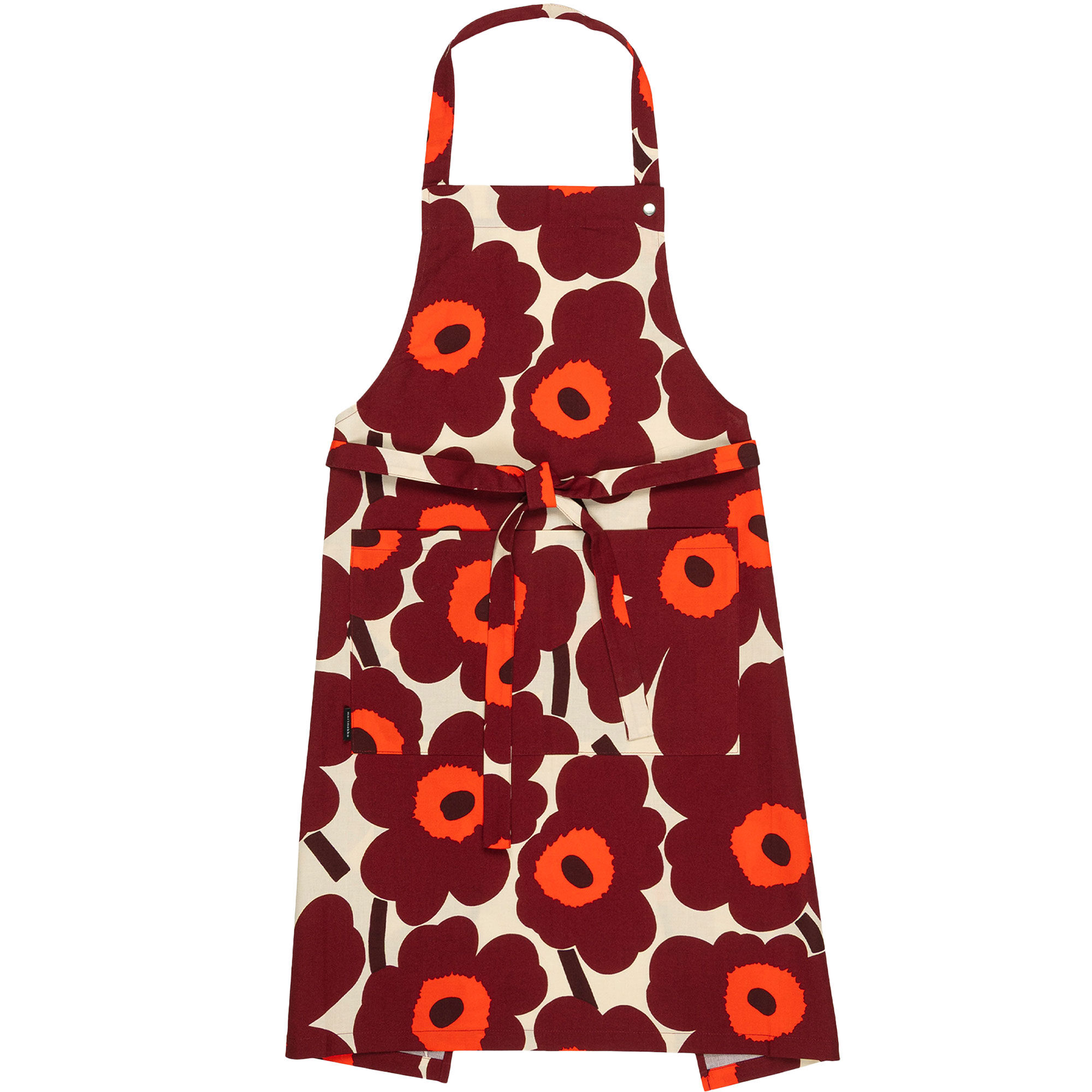 Marimekko Pieni Unikko förkläde, vanilj/röd/vinröd