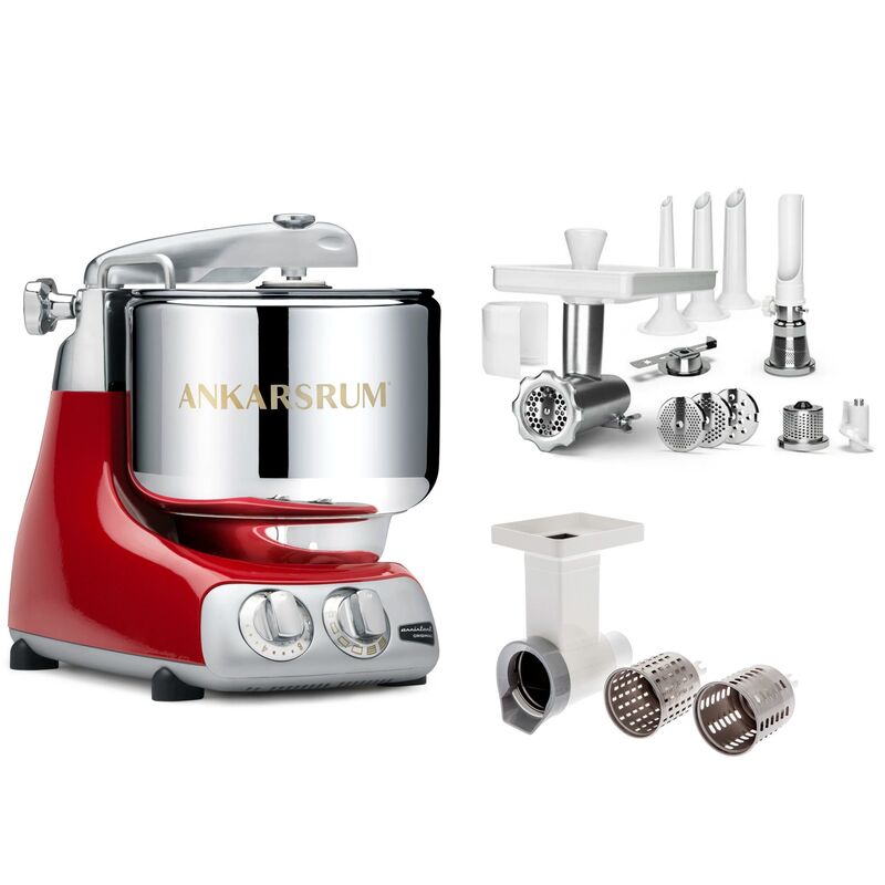 Köksmaskin, stort tillbehörspaket, red