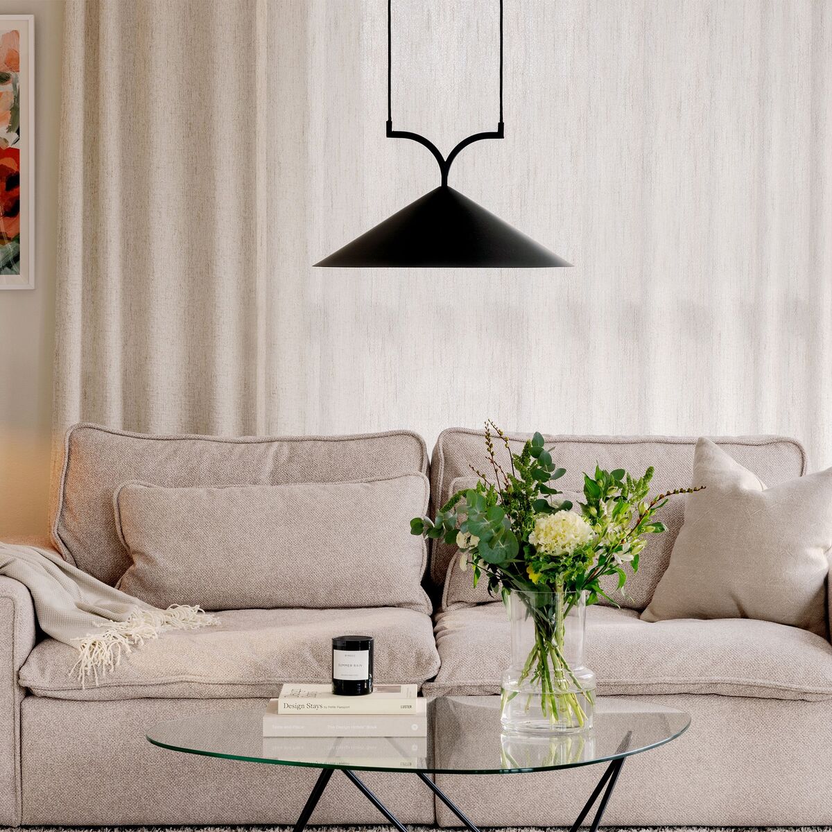 Curve pendel taklampa 50 cm, svart