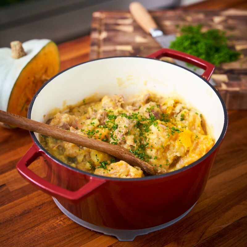 Støbejernsgryde 5 liter, rød