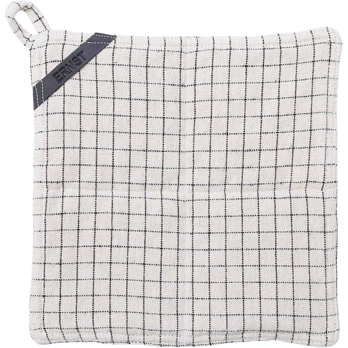 Ternet grydelap 25 cm, beige/sort