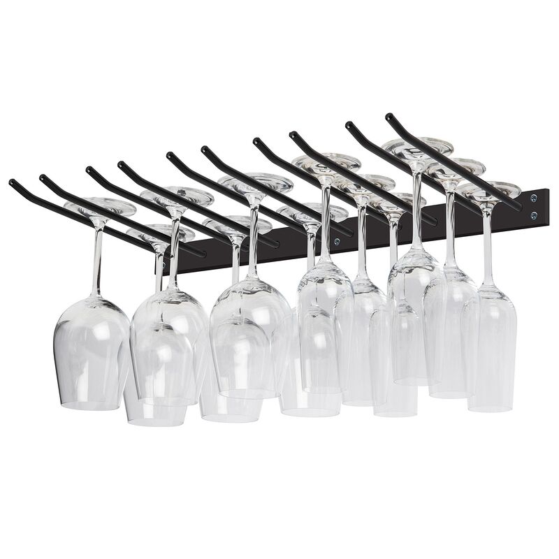 Glasophæng til væg 15 glas sort