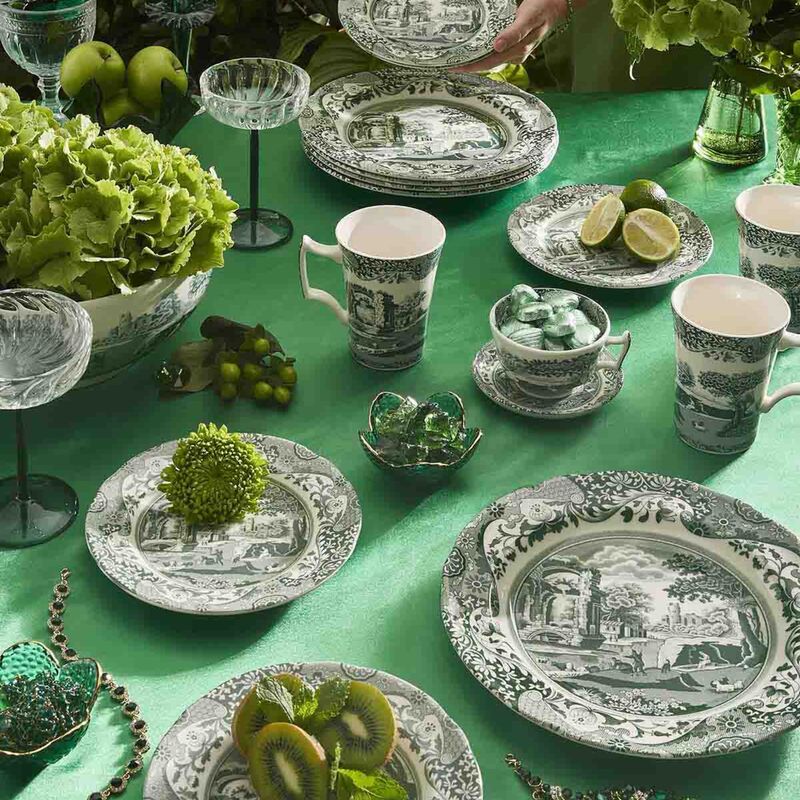 Heritage Green Italian stel 12 dele, grøn/hvid