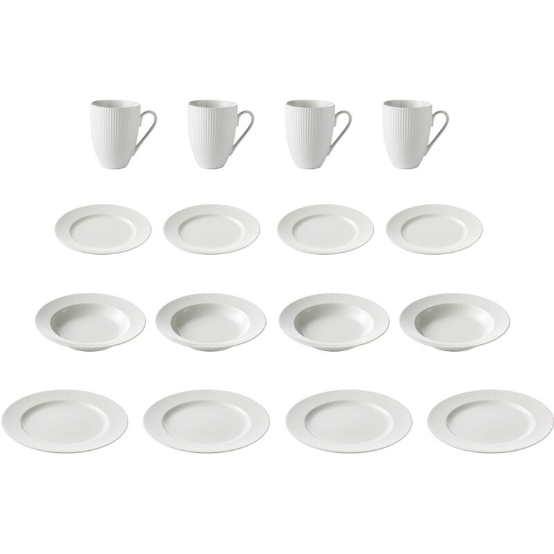 Groovy lautassarja 16 osaa valkoinen