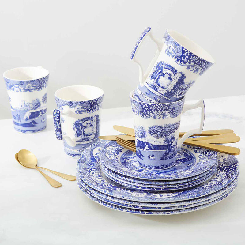 Spode Blue Italian -astiasto 12 osaa, sininen/valkoinen