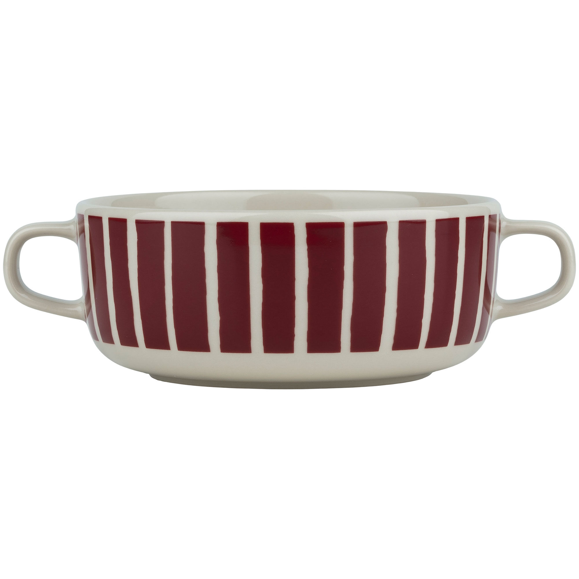 Marimekko Piccolo Skål med håndtag 5 dl, vinrød/hvid