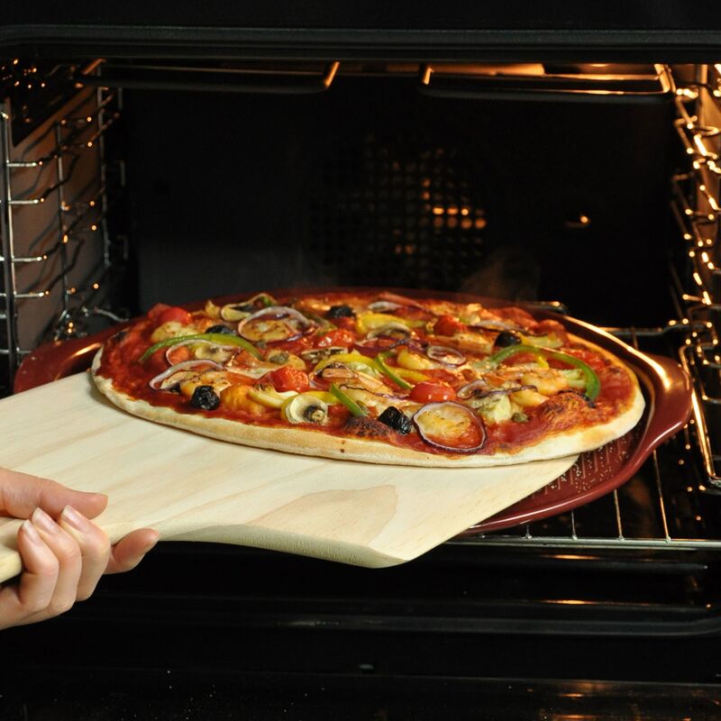 Pizzastein med riller Ø 40 cm, rød