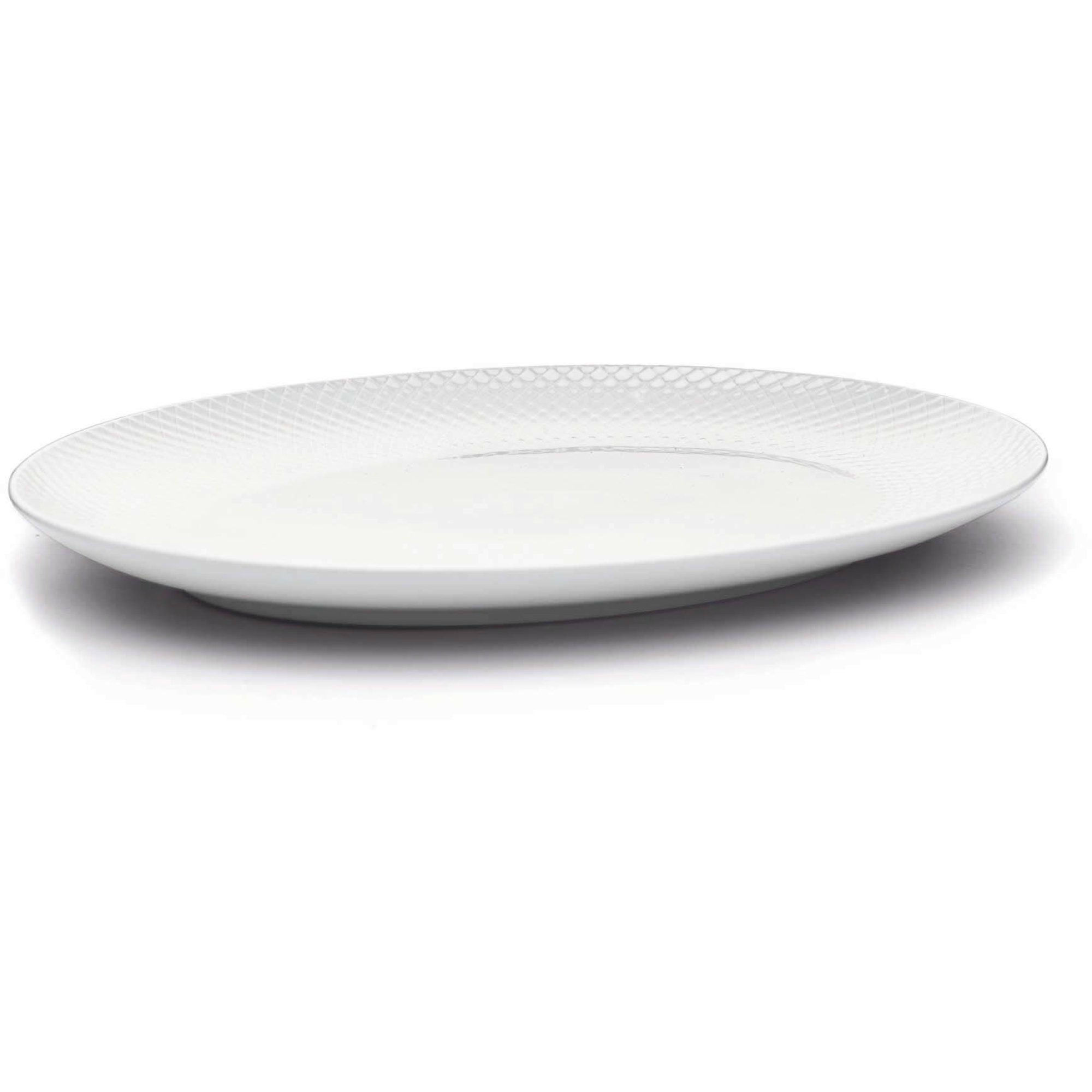 Alternativ bild 1 för Lyngby Porcelæn Rhombe Oval serveringsfat 35x26,5 Vit