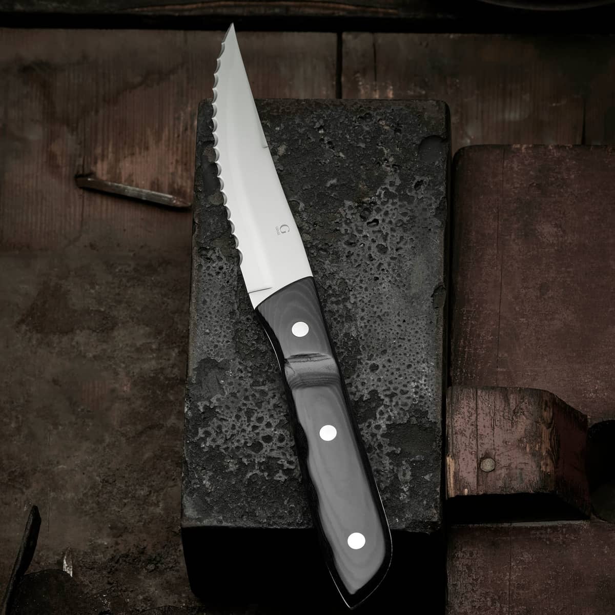 Old Farmer Micarta steakkniv XL 4 dele, sort/stål