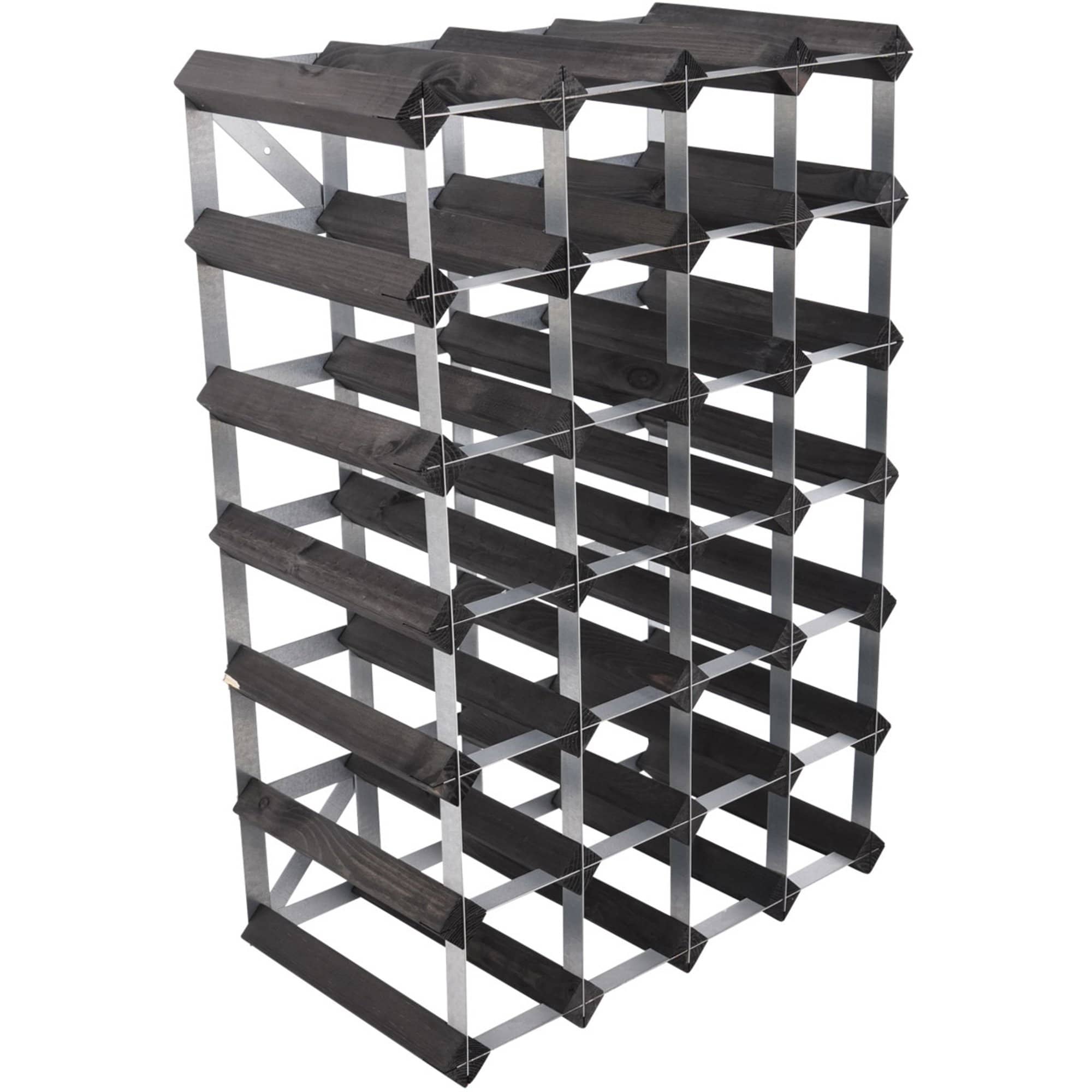 Produktfoto för Traditional Wine Racks Vinställ Påbyggnadsbart 30 Flaskor Black Ash