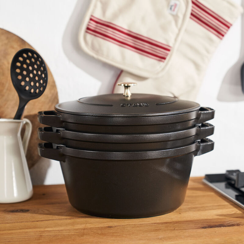 Grytesett i støpejern 24 cm, svart