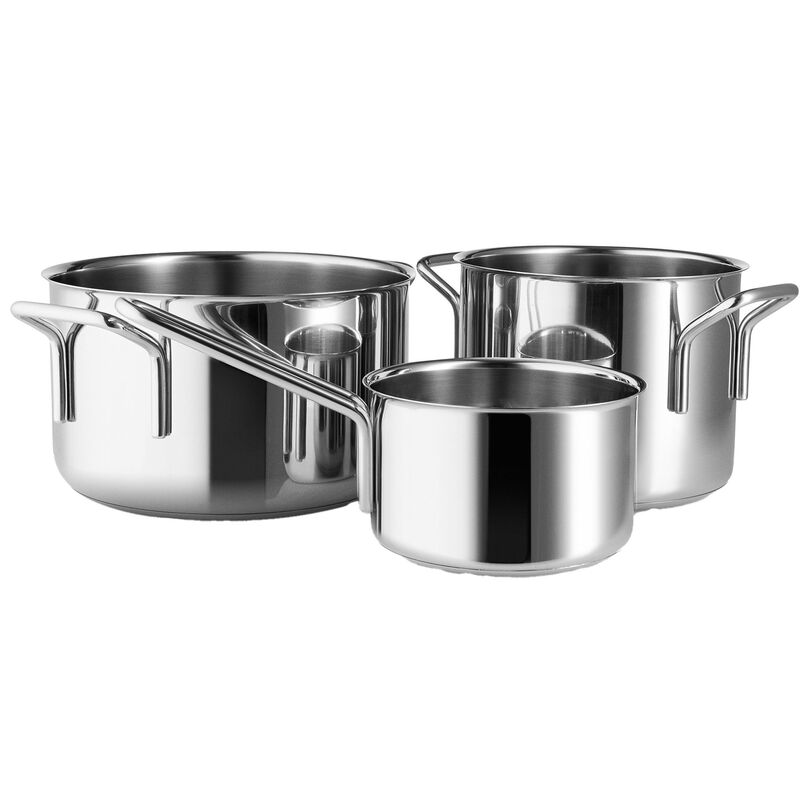 Kasserollesett 3 deler, rustfritt stål
