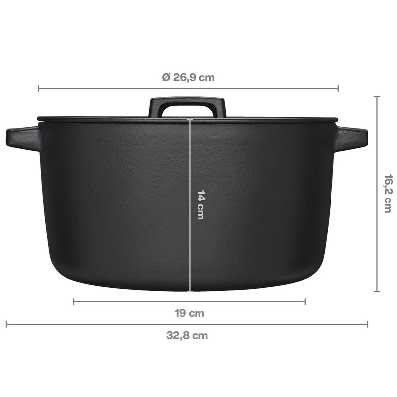 Folken gjutjärnsgryta med lock 6 liter