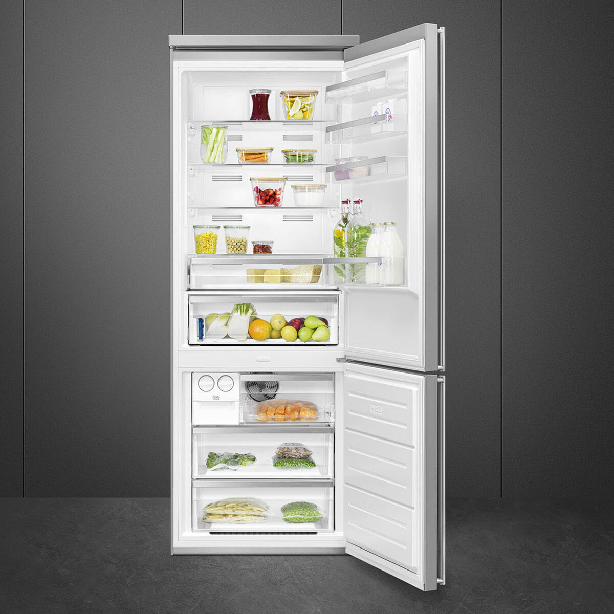 Smeg FA3905RX6 högerhängd kyl/frys 70 cm, rostfritt stål