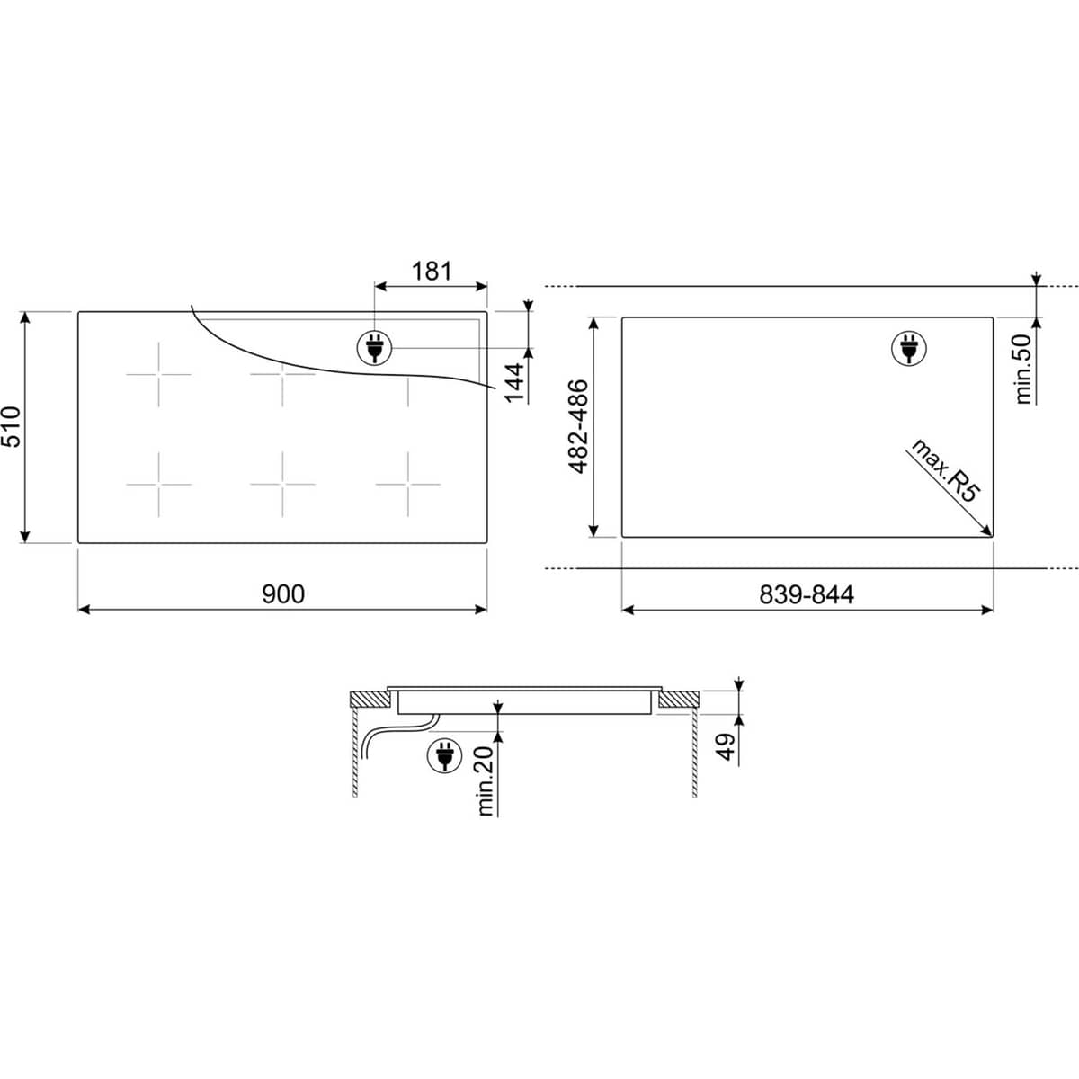 SI1M4954D Induksjonstopp Classic 90 cm, svart