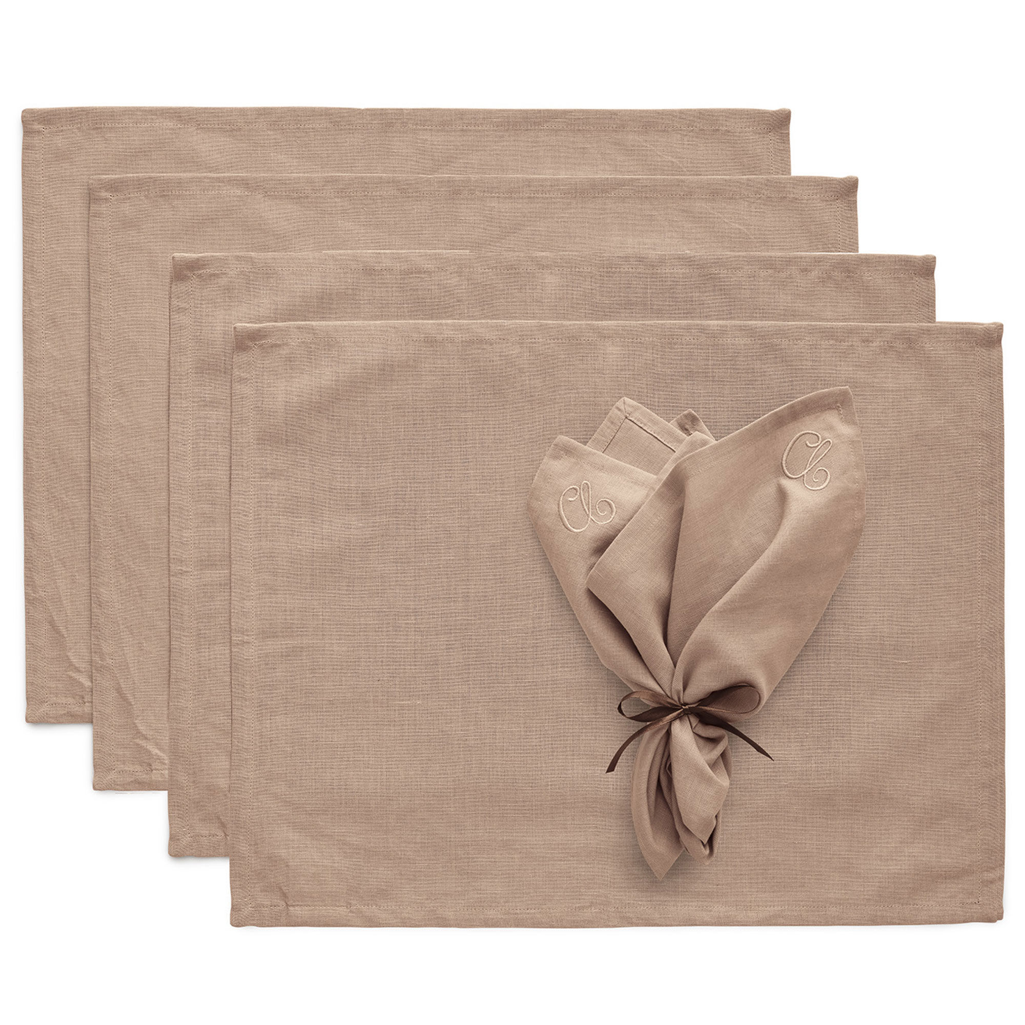 Decotique Sienna tekstilsæt 4 dækkeservietter + 4 servietter, taupe