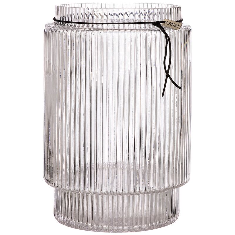 Glasvas med randing struktur, 28 cm