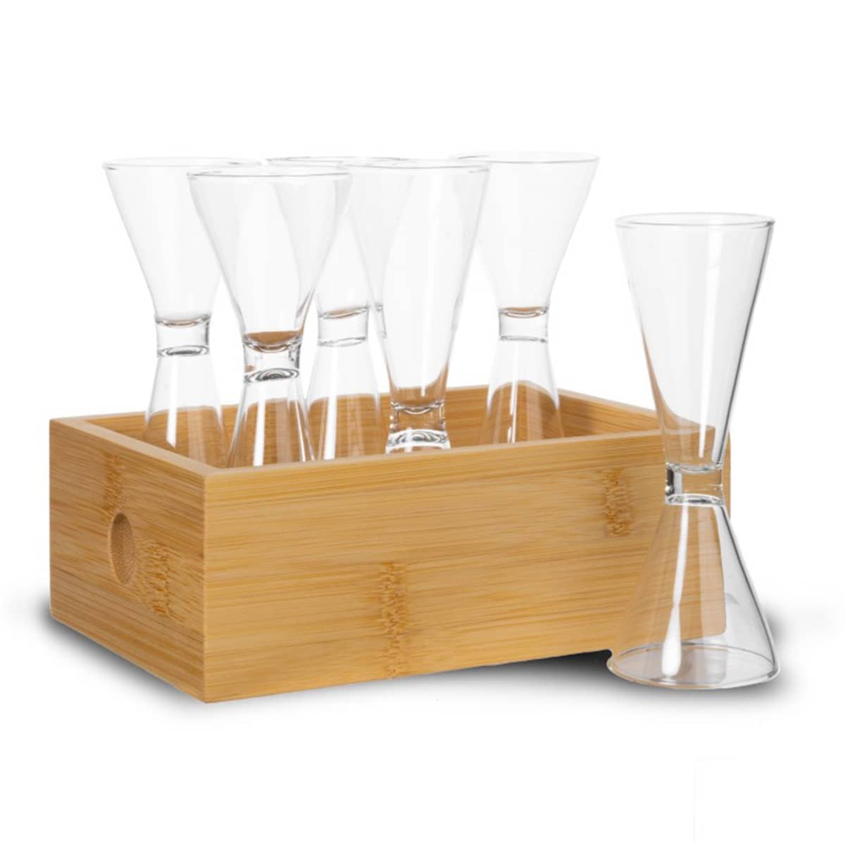 Nature snapsglas i bambubox