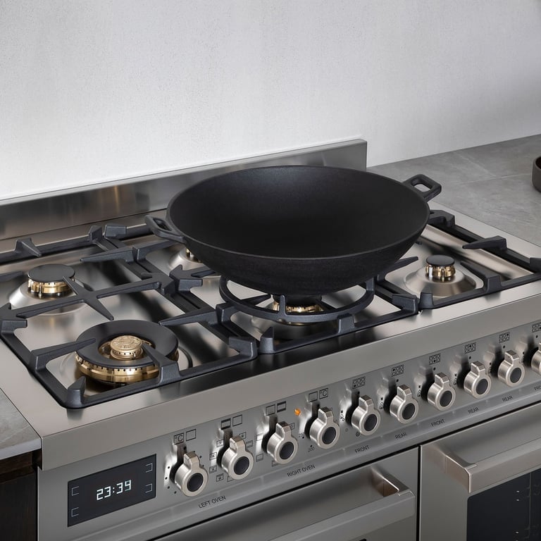 PRO96L2EXT Professional gaskomfur med dobbeltovn, 90 cm, rustfrit stål